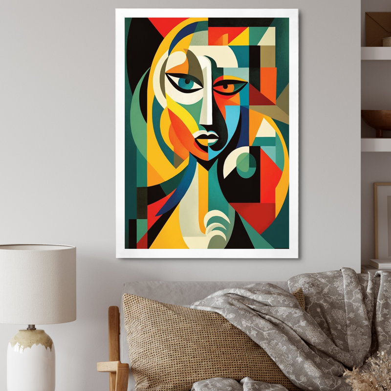 Reproduction d'art sur toile, "Abstract", H 44 po x l 34 po x P 1,5 po, Cadre simple blanc