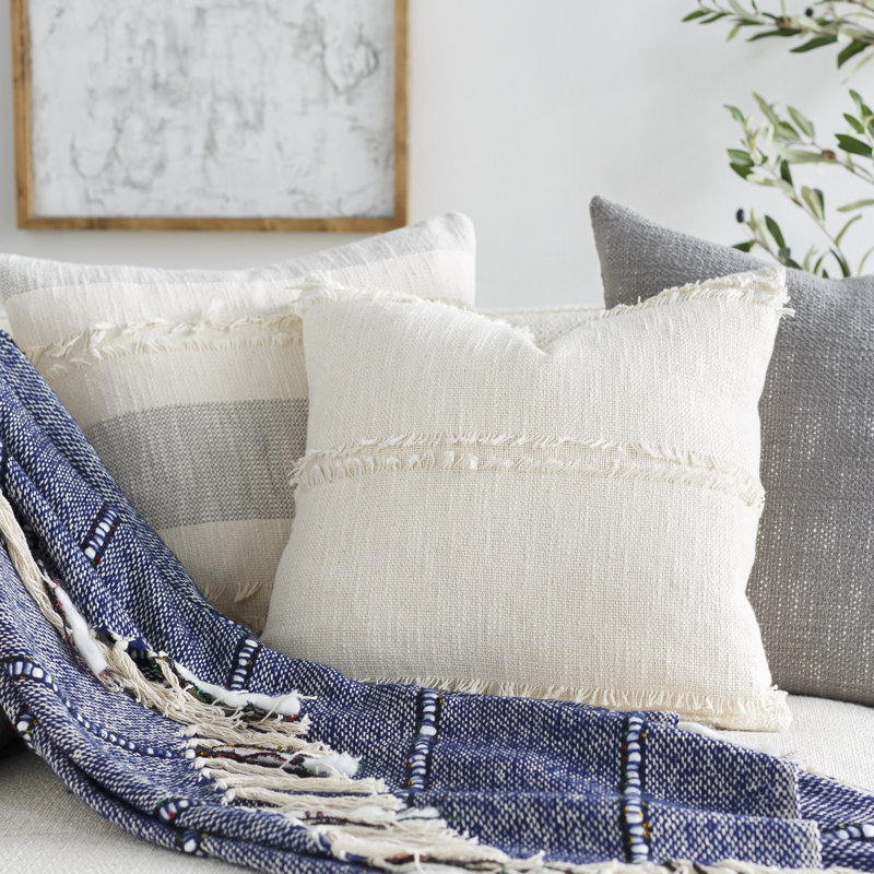 Striped Cotton Throw Pillow, 18" x 18"