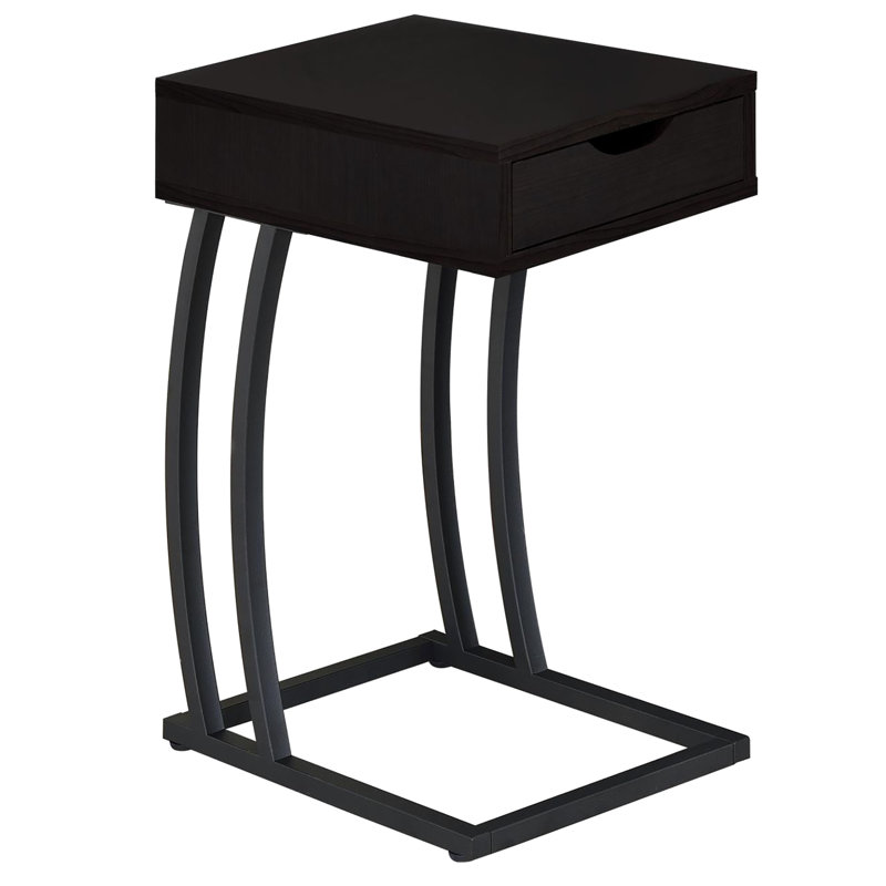 Table d'appoint rectangulaire en cappuccino avec options d'alimentation et de rangement, Noir