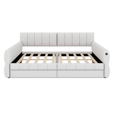 Queen Size Day Bed With USB And 2 Drawers by Hokku Designs