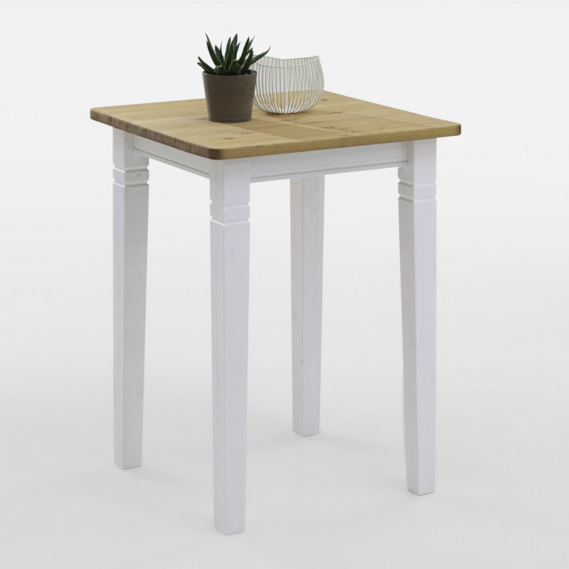 Polebridge Solid Wood Base Dining Table, White/Leach-coloured