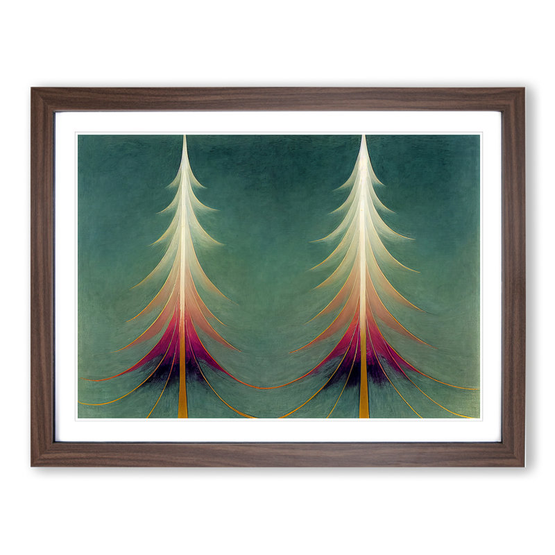 Magnificent Abstract Pine Trees - Framed Print, 46cm H x 64cm W x 2cm D, Walnut