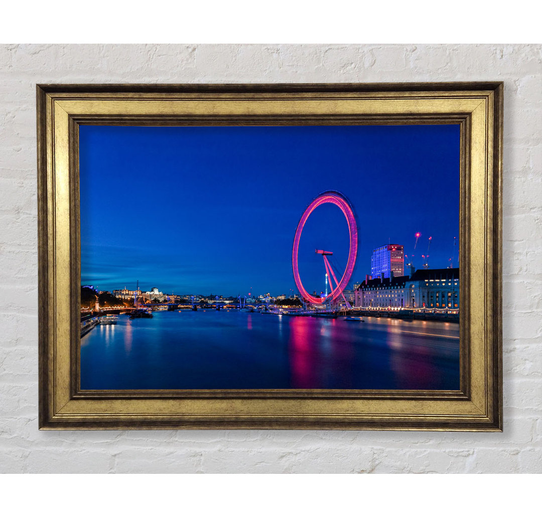 London Eye Pink Glow - Einzelner Bilderrahmen Kunstdrucke