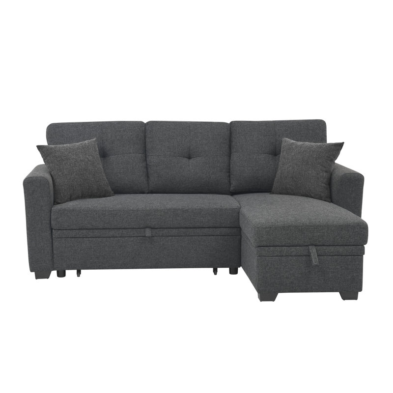 Barrientez 85'' Upholstered Sleeper Sofa, Dark Gray Linen Blend