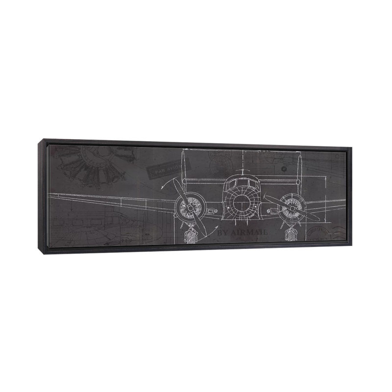 «Plane Blueprint IV» par Marco Fabiano - impression d'art panaromique, H 12 po x l 36 po x 1,5 po