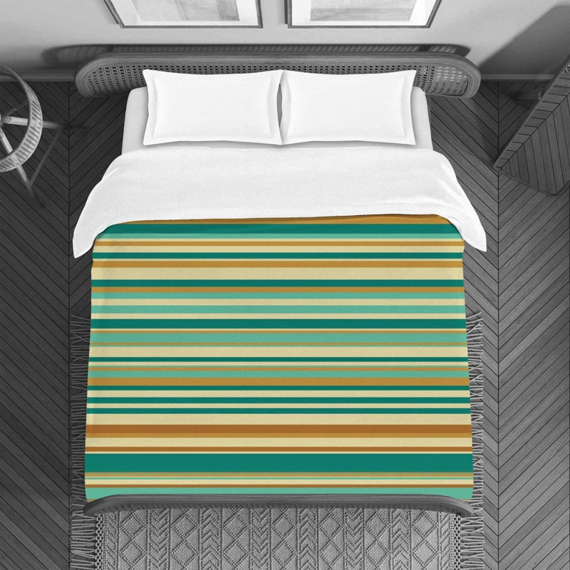 Housse de couette en microfibre , Housse de couette pour lit simple, Or / vert clair