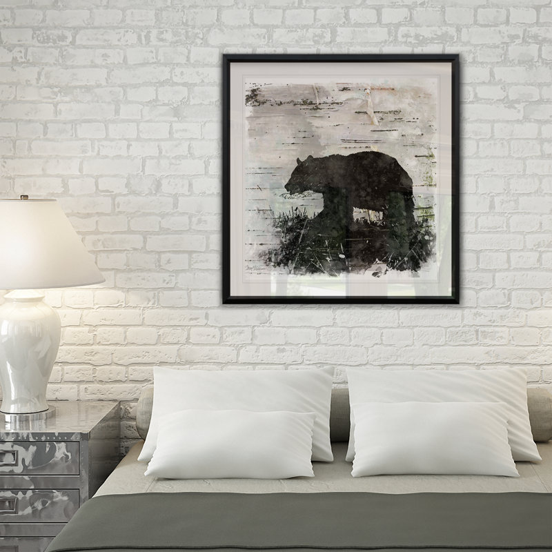 « birchbark bear », impression encadrée, H 30,5 po x l 30,5 po x P 1,5 po, Cadre noir