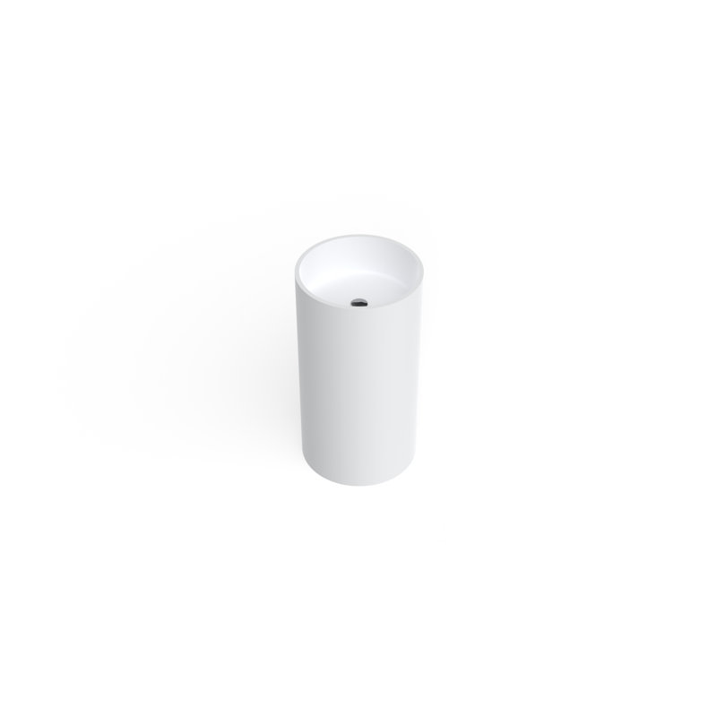 Badeloft Stone Resin Freestanding Pedestal Bathroom Sink SB-03-M in Matte White, Matte White