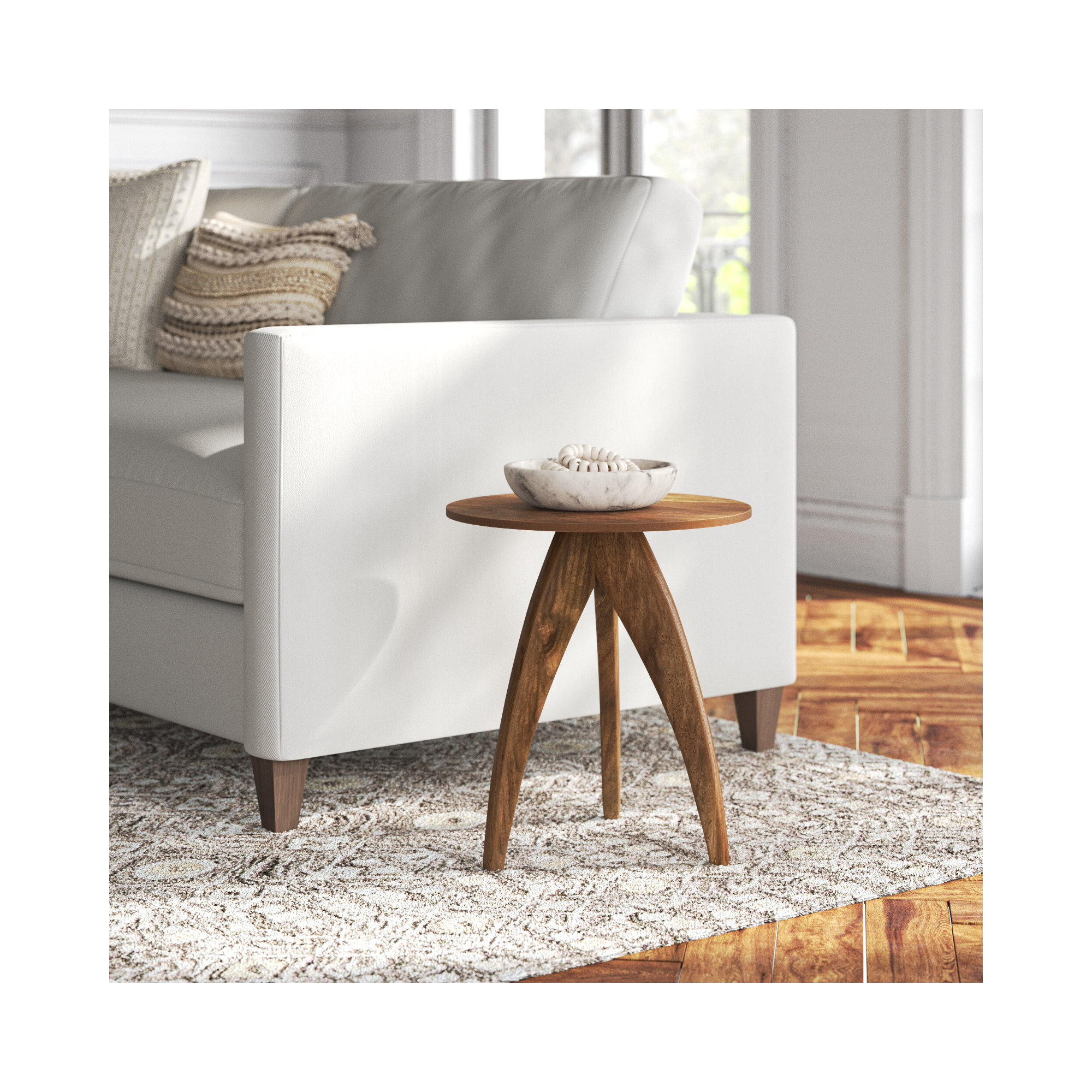 Laverne Solid Wood 3 Legs End Table