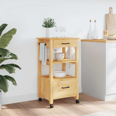 Ragad Rolling Kitchen Cart with Solid Wood Top by Winston Porter