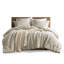 Édredon 3 pièces - Motif géométrique 100% coton double / grand beige