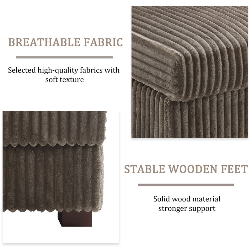 4 Seater Sectional, Light Brown Polyester/Foam Padding