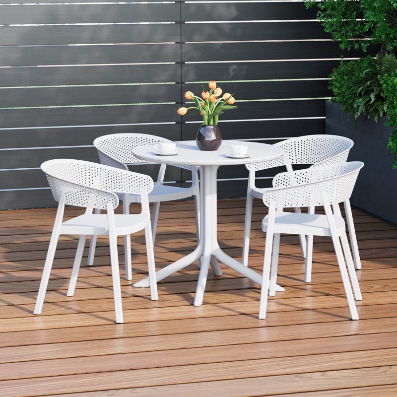 Ensemble repas extérieur pour 4 personnes, Blanc