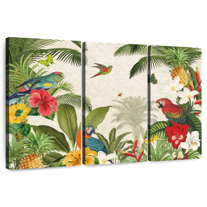 Perroquet paradis I, H 36 po x l 57 po