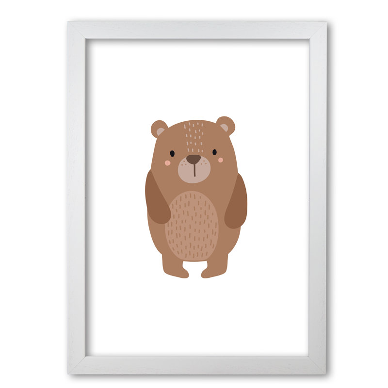 Children's Animals, Bear - Print, 60 cm H x 42 cm W x 5 cm D, White Grain Frame