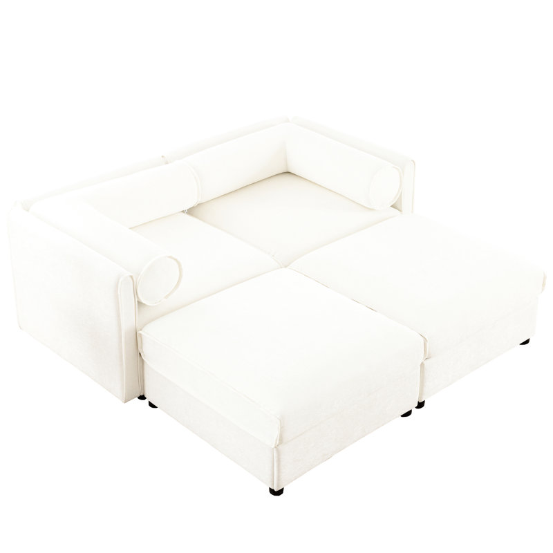 Moderne 2 avec revêtement et rangement en chenille: option confortable et élégante pour créer une atmosphère douillette