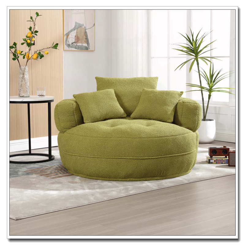Fauteuil Boucle rembourré, sans assemblage, Vert olive
