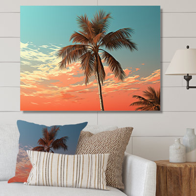 Palmier au coucher du soleil sur toile