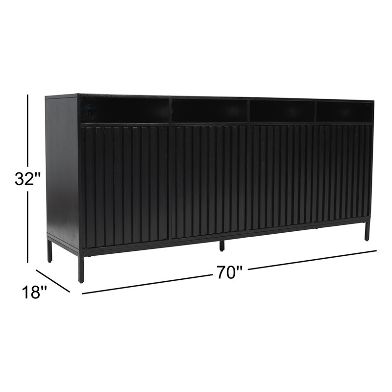 Armoire-meuble télé Sylar, Noir, H 30 po x l 70 po x P 18 po