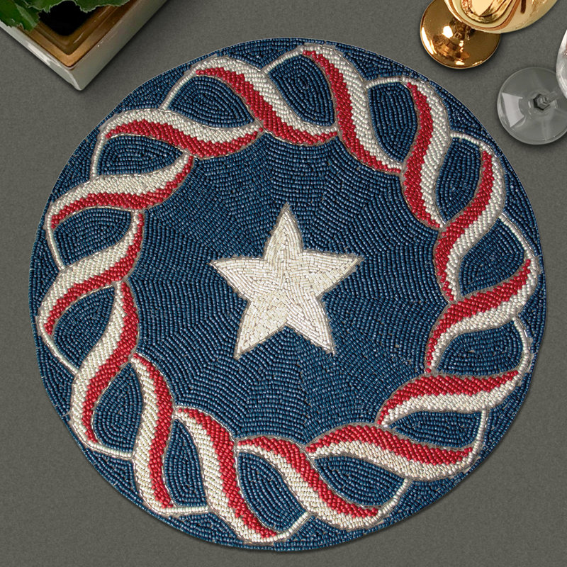 Napperon patriotique rond avec perles USA