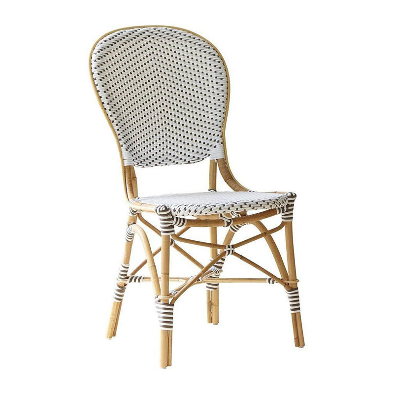 Chaise d'appoint en rotin Popplestone, Blanc à pois cappuccino