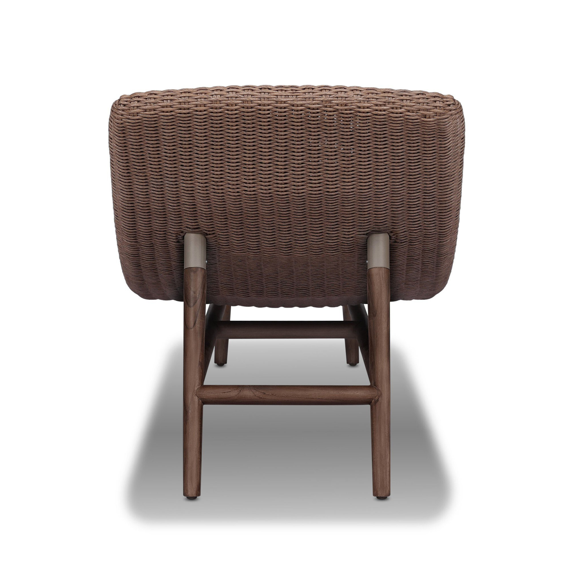Janine 24'' Outdoor Teak Chaise Lounge, Stained Saddle Brown, Tanned Weave