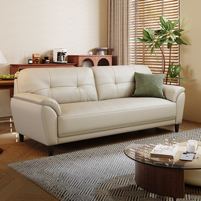 Beige Genuine Leather Standard Sofa cushion Loveseat