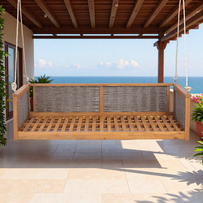 Outdoor Swing Bed With  Secure Rope System And Durable Rattan