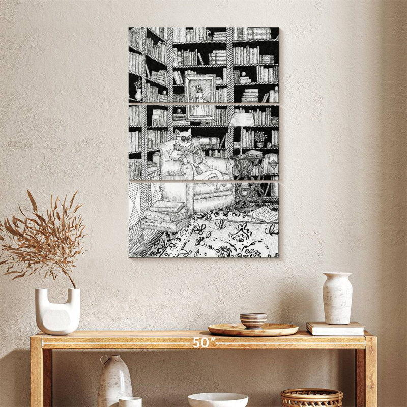 Brampt The Cat's Library, 38" H x 24" W