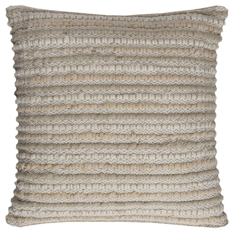 Coussin Shaggy, Rayé brun clair, H 20 po x l 20 po