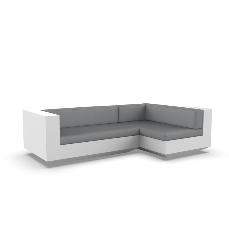 Vela 102.25" Wide Outdoor Reversible Patio Sectional with Cushions, Right Hand Facing, White, White