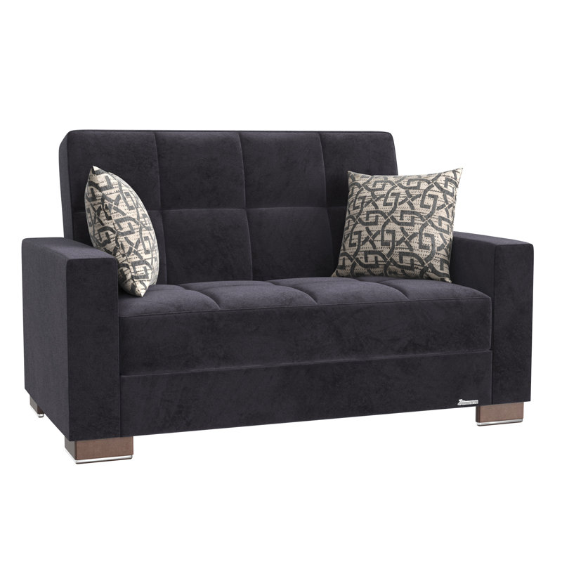 Causeuse convertible avec rangement Primenest Zenaero Collection, Microfibre noire / microsuède