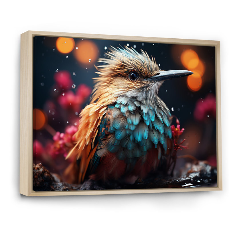 Cosmic Hues Infuse The Birds I - Bird Wall Art Living Room, H 24 po x l 32 po x P 1 po, Cadre naturel flottant