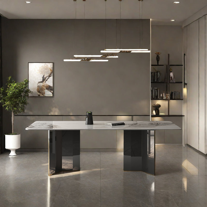 Alayne Metal Base Dining Table, 29.50"H x 55.1"L x 31.5"W