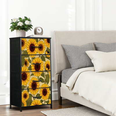 4 Drawer Dresser for Bedroom, Narrow Chest of Drawers, Wooden Top and Study Iron Frame 18"x37.5"-(WxH)