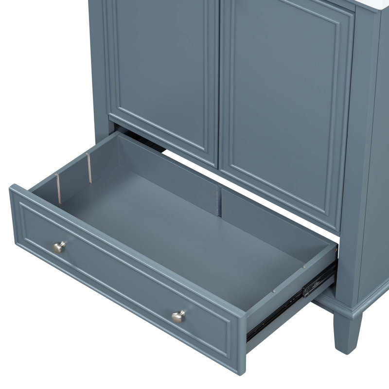 Meuble-lavabo 30 po sans lavabo, base seulement, armoire de salle de bain multifonctionnelle avec portes et tiroir, structure solide et panneau de fibres à densité moyenne