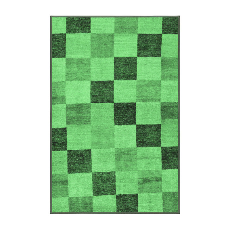 Washable Checkered Indoor Rug, Rectangle 7' x 10'