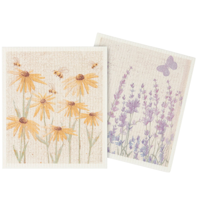  Rustic Floral Swedish Dishcloth Set