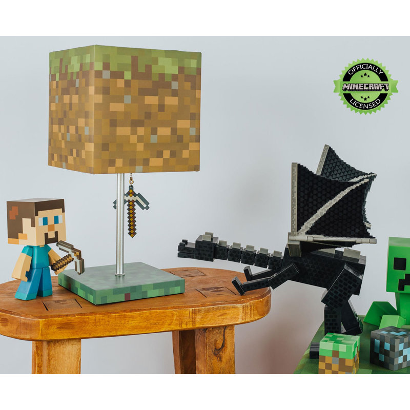 Lampe de bureau en bloc Minecraft avec extracteur en 3D pioche | 14 pouces de hauteur