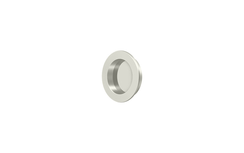 Deltana FP238U5 Flush Pull , Round, HD, 2-3/8", Solid Brass in Antique Brass, 2 3/8", Polished Nickel