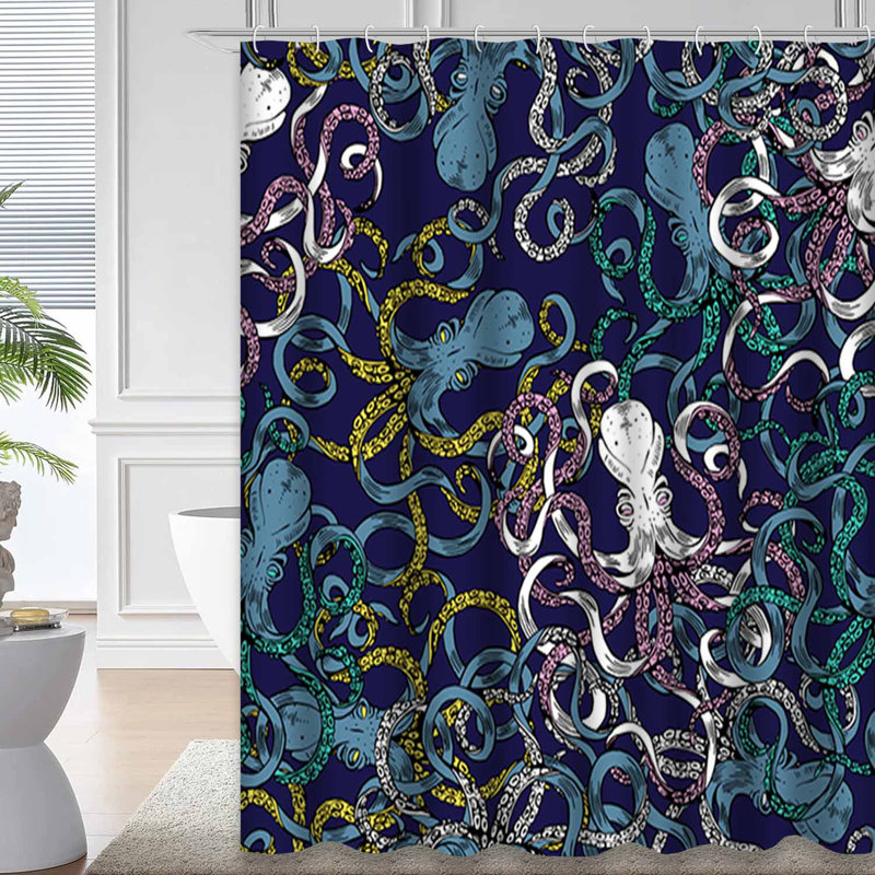 Rideau de douche dessiné avec 12 crochets, L 72 po x l 72 po