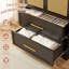Armoires de rangement en métal 65 po avec porte en rotin ABS et 2 tiroirs-2144107015