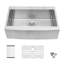 Évier de cuisine encastré 33 po x l 22 po, évier simple en acier inoxydable avec grille d'évier, crépine et support à enroulement