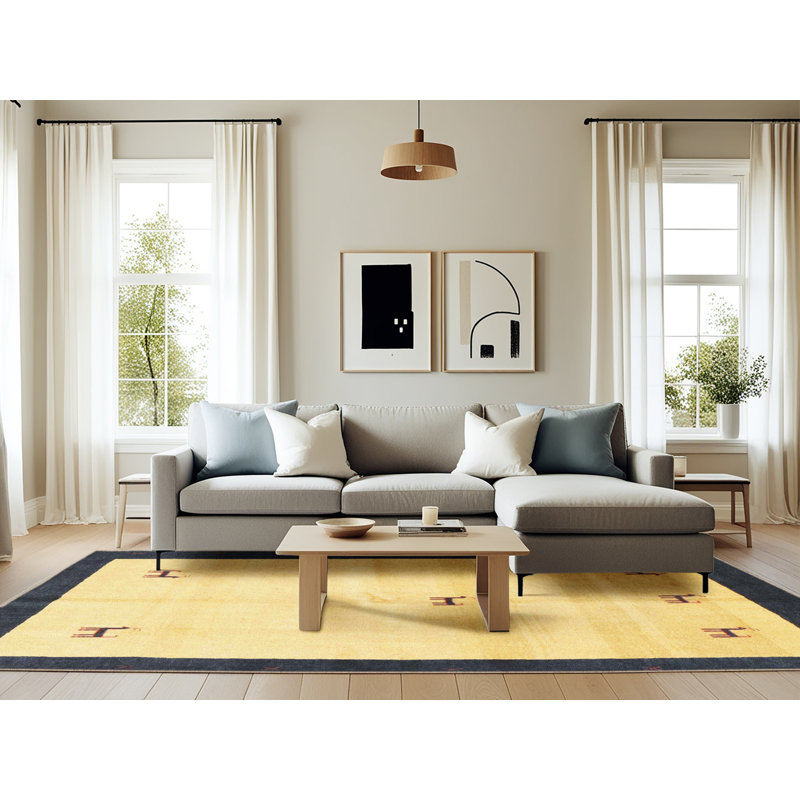 Tapis beige/noir contemporain, Rectangle 6 pi x 9 pi