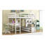 Lit mezzanine double avec bureau intégré avec deux tiroirs et tablettes et tiroirs de rangement, blanc