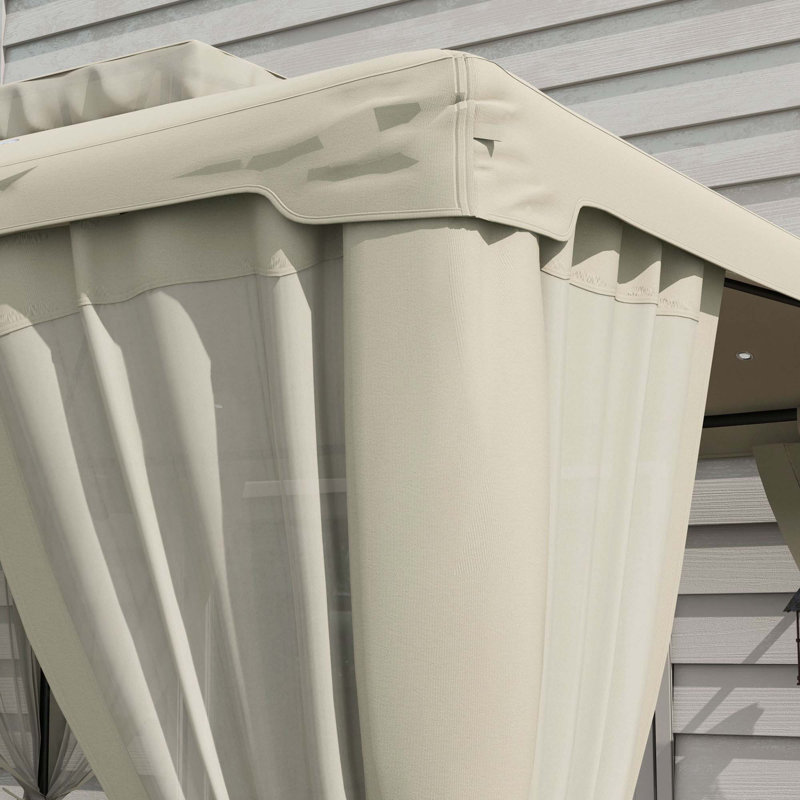 Pavillon de jardin de 9,6 pi x 11,6 po Outsunny, abri de jardin avec toit à 2 niveaux et filet, structure en acier pour le jardin, la pelouse, la cour et la terrasse