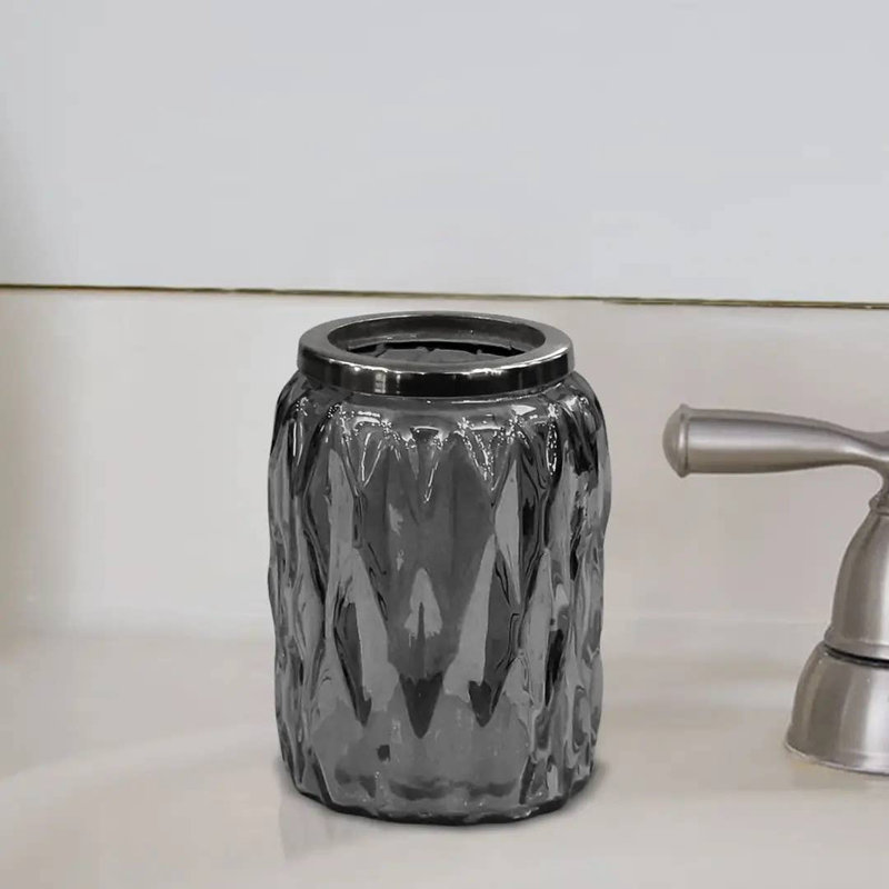 Gobelet pour salle de bain Oneita | Porte-gobelet décoratif, verre à boire, brosse à dents et brosse à maquillage pour comptoir, lavabo et bureau | Finition fumée
