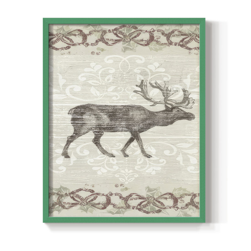 Cabin Christmas Collection B, reproduction encadrée - bois massif, H 30 po x l 24 po, Vert