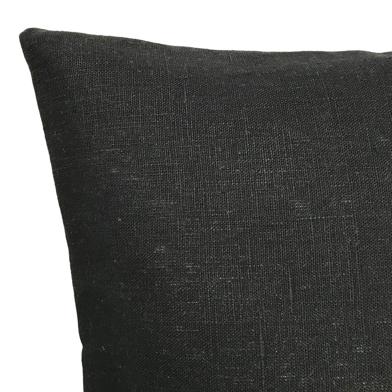 Housse et insert de coussin carré en lin , 26 po x 26 po, Noir