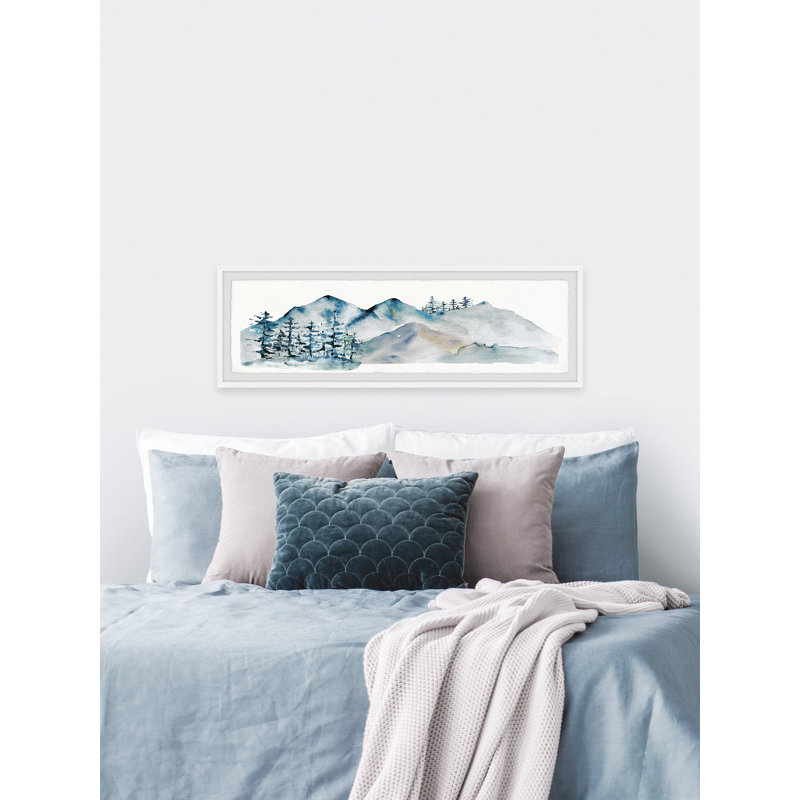 Snowy Mountain Pass - Single Picture Frame Panoramic Painting, 25.4cm H x 76.2cm W